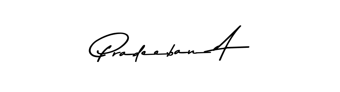 How to make Pradeeban A name signature. Use Asem Kandis PERSONAL USE style for creating short signs online. This is the latest handwritten sign. Pradeeban A signature style 9 images and pictures png