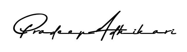 The Asem Kandis PERSONAL USE font gives name Pradeep Adhikari a signature that looks effortless yet distinguished. Download high-res PNG instantly. Pradeep Adhikari signature style 9 images and pictures png