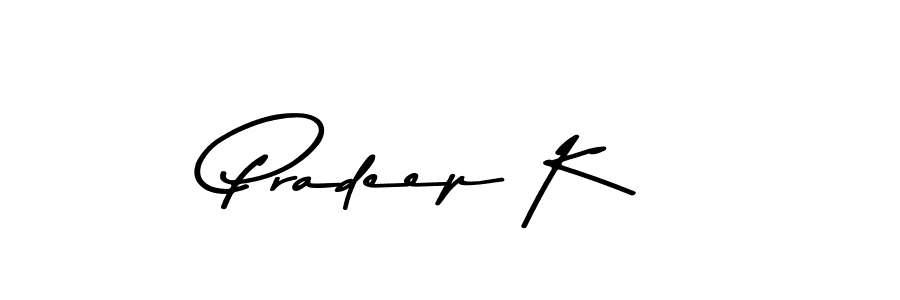 How to make Pradeep K name signature. Use Asem Kandis PERSONAL USE style for creating short signs online. This is the latest handwritten sign. Pradeep K signature style 9 images and pictures png