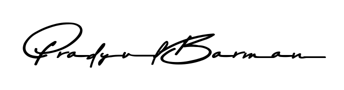 Get an exclusive digital autograph for Pradyul Barman. The Asem Kandis PERSONAL USE typeface captures the charm of real penmanship on paper. Pradyul Barman signature style 9 images and pictures png