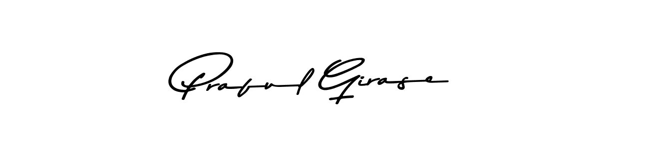 Create a beautiful signature design for name Praful Girase. With this signature (Asem Kandis PERSONAL USE) fonts, you can make a handwritten signature for free. Praful Girase signature style 9 images and pictures png