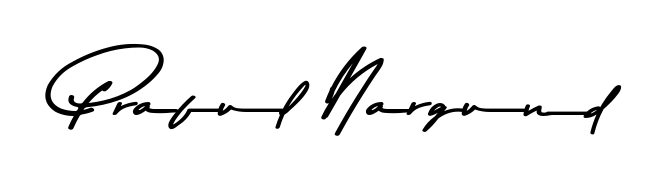 A modern signature idea for name Praful Nargund using Asem Kandis PERSONAL USE font. Clean strokes and elegant curves make it stand out instantly. Praful Nargund signature style 9 images and pictures png