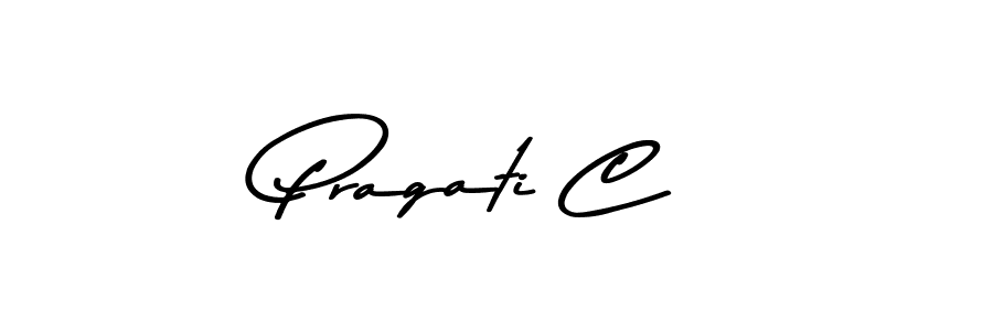 How to make Pragati C name signature. Use Asem Kandis PERSONAL USE style for creating short signs online. This is the latest handwritten sign. Pragati C signature style 9 images and pictures png