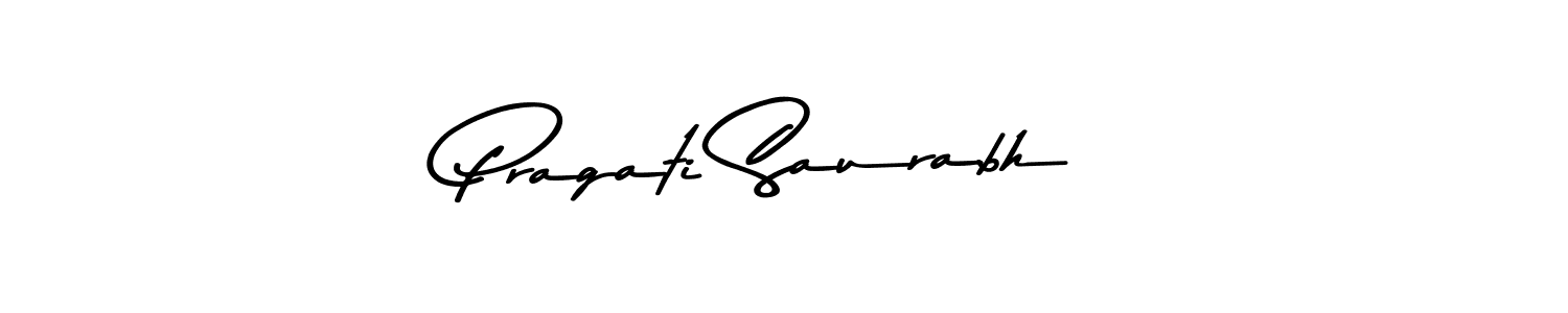 How to make Pragati Saurabh name signature. Use Asem Kandis PERSONAL USE style for creating short signs online. This is the latest handwritten sign. Pragati Saurabh signature style 9 images and pictures png