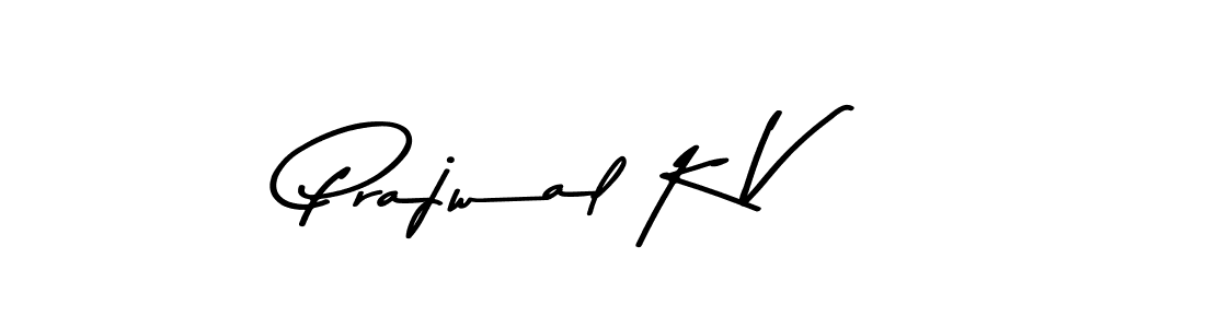 Make a beautiful signature design for name Prajwal K V. With this signature (Asem Kandis PERSONAL USE) style, you can create a handwritten signature for free. Prajwal K V signature style 9 images and pictures png