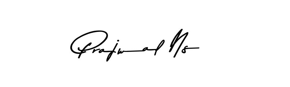 Make a beautiful signature design for name Prajwal Ns. With this signature (Asem Kandis PERSONAL USE) style, you can create a handwritten signature for free. Prajwal Ns signature style 9 images and pictures png