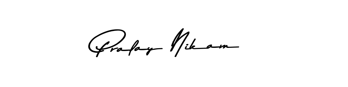 Also You can easily find your signature by using the search form. We will create Pralay Nikam name handwritten signature images for you free of cost using Asem Kandis PERSONAL USE sign style. Pralay Nikam signature style 9 images and pictures png