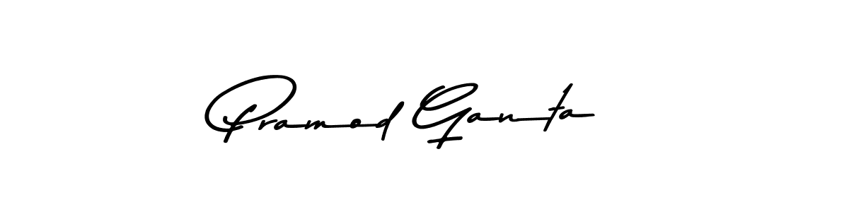 How to make Pramod Ganta name signature. Use Asem Kandis PERSONAL USE style for creating short signs online. This is the latest handwritten sign. Pramod Ganta signature style 9 images and pictures png