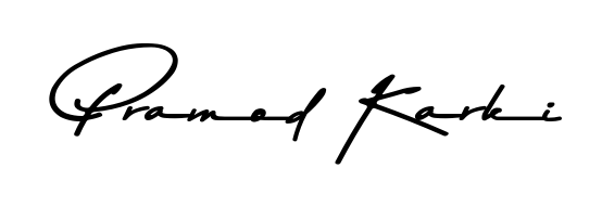 Upgrade your professional image with Pramod Karki signature created with Asem Kandis PERSONAL USE font. Fast, free, and watermark-free download. Pramod Karki signature style 9 images and pictures png