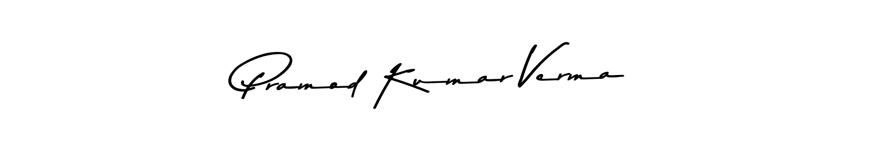 Create a beautiful signature design for name Pramod Kumar Verma. With this signature (Asem Kandis PERSONAL USE) fonts, you can make a handwritten signature for free. Pramod Kumar Verma signature style 9 images and pictures png