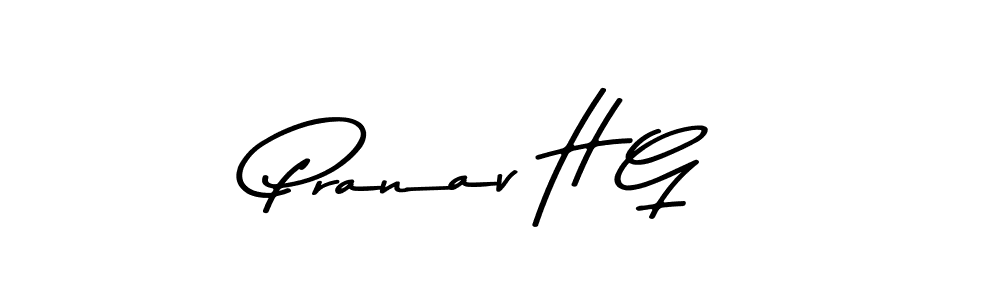 How to make Pranav H G name signature. Use Asem Kandis PERSONAL USE style for creating short signs online. This is the latest handwritten sign. Pranav H G signature style 9 images and pictures png