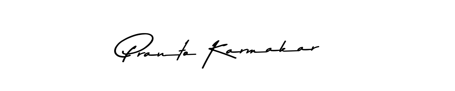 Make a beautiful signature design for name Pranto Karmakar. With this signature (Asem Kandis PERSONAL USE) style, you can create a handwritten signature for free. Pranto Karmakar signature style 9 images and pictures png