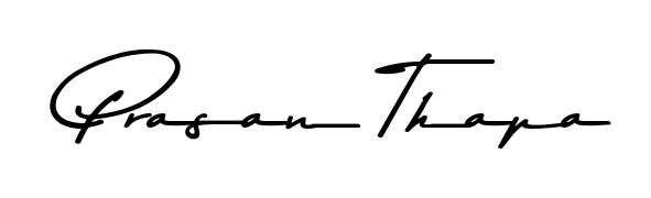 Download transparent PNG signature for name Prasan Thapa styled with Asem Kandis PERSONAL USE font. Ready to paste directly into PDF and Word agreements. Prasan Thapa signature style 9 images and pictures png
