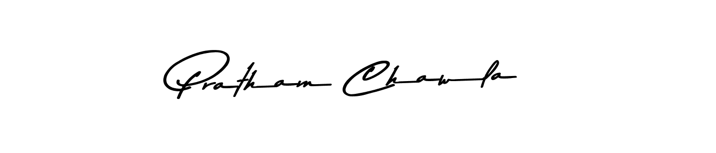 How to make Pratham Chawla name signature. Use Asem Kandis PERSONAL USE style for creating short signs online. This is the latest handwritten sign. Pratham Chawla signature style 9 images and pictures png