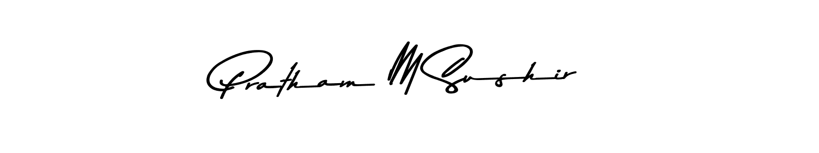 Asem Kandis PERSONAL USE is a professional signature style that is perfect for those who want to add a touch of class to their signature. It is also a great choice for those who want to make their signature more unique. Get Pratham M Sushir name to fancy signature for free. Pratham M Sushir signature style 9 images and pictures png
