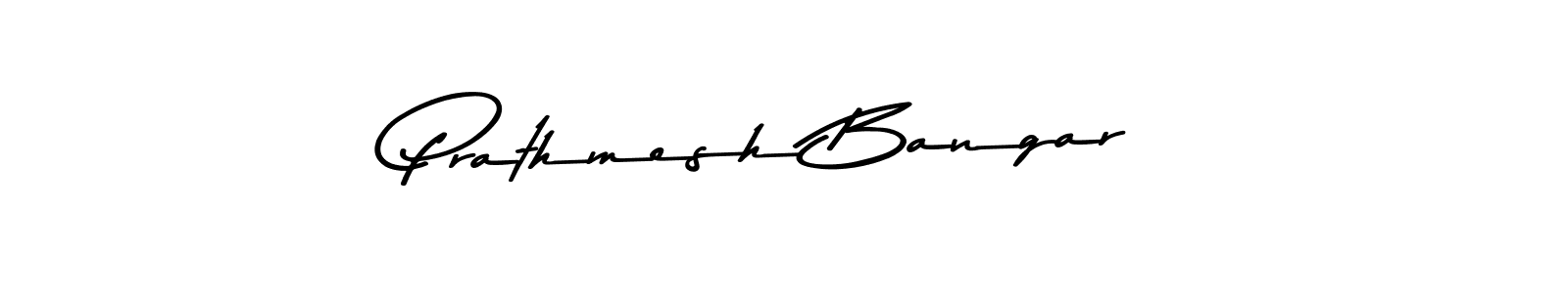How to make Prathmesh Bangar name signature. Use Asem Kandis PERSONAL USE style for creating short signs online. This is the latest handwritten sign. Prathmesh Bangar signature style 9 images and pictures png