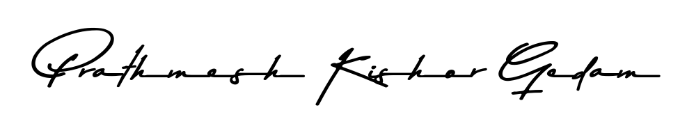 Personalize your online presence with Prathmesh Kishor Gedam signature rendered in elegant Asem Kandis PERSONAL USE font. Great for website footers and blogs. Prathmesh Kishor Gedam signature style 9 images and pictures png
