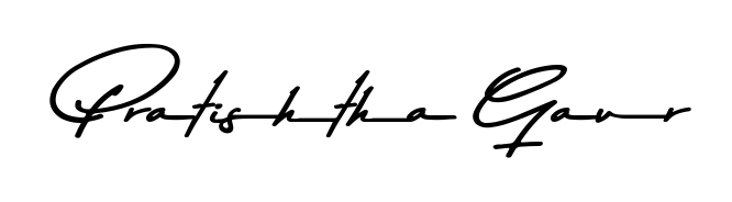 Practice writing Pratishtha Gaur with the flow of Asem Kandis PERSONAL USE lettering. A fantastic source of inspiration for developing your personal signature style. Pratishtha Gaur signature style 9 images and pictures png