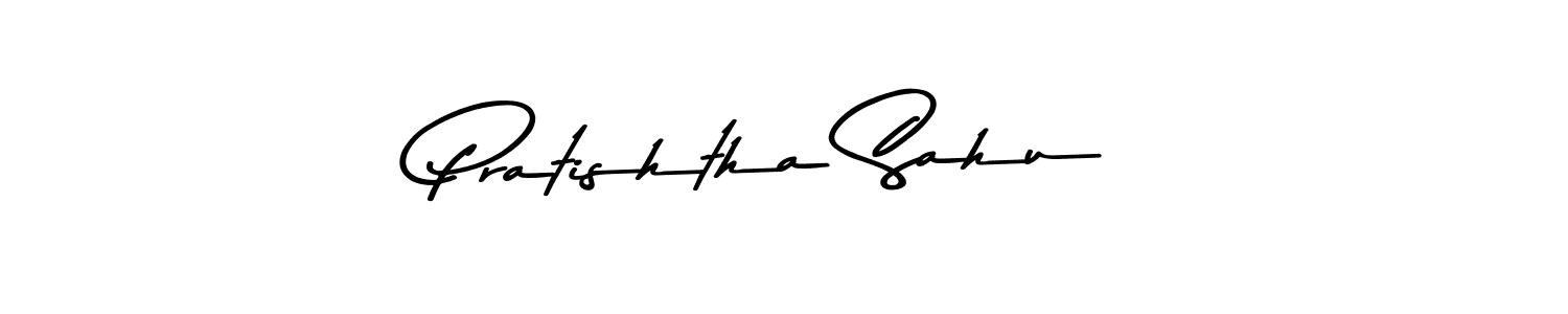 How to make Pratishtha Sahu name signature. Use Asem Kandis PERSONAL USE style for creating short signs online. This is the latest handwritten sign. Pratishtha Sahu signature style 9 images and pictures png