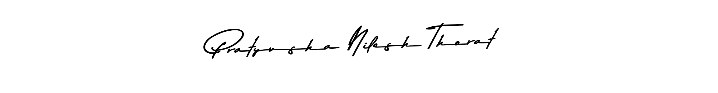 How to make Pratyusha Nilesh Thorat name signature. Use Asem Kandis PERSONAL USE style for creating short signs online. This is the latest handwritten sign. Pratyusha Nilesh Thorat signature style 9 images and pictures png