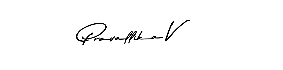 How to make Pravallika V name signature. Use Asem Kandis PERSONAL USE style for creating short signs online. This is the latest handwritten sign. Pravallika V signature style 9 images and pictures png