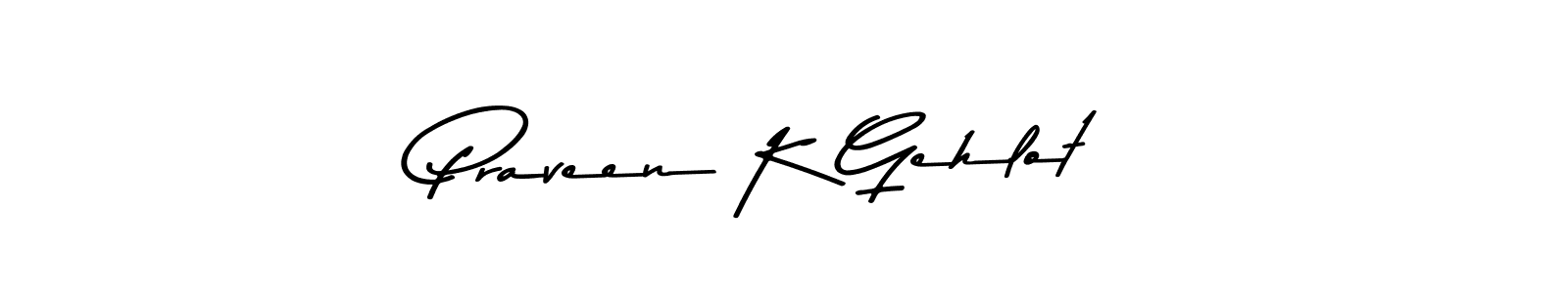 Asem Kandis PERSONAL USE is a professional signature style that is perfect for those who want to add a touch of class to their signature. It is also a great choice for those who want to make their signature more unique. Get Praveen K Gehlot name to fancy signature for free. Praveen K Gehlot signature style 9 images and pictures png