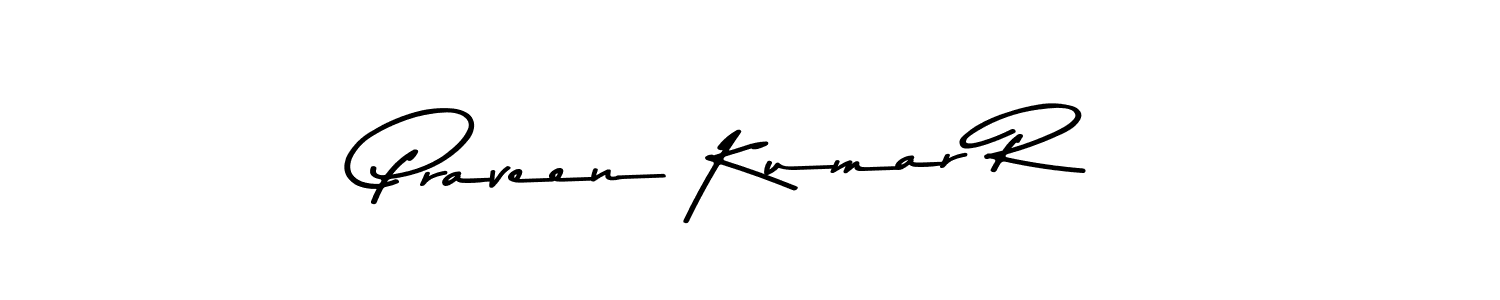 Make a beautiful signature design for name Praveen Kumar R. With this signature (Asem Kandis PERSONAL USE) style, you can create a handwritten signature for free. Praveen Kumar R signature style 9 images and pictures png