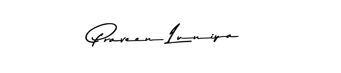 Use a signature maker to create a handwritten signature online. With this signature software, you can design (Asem Kandis PERSONAL USE) your own signature for name Praveen Luniya. Praveen Luniya signature style 9 images and pictures png