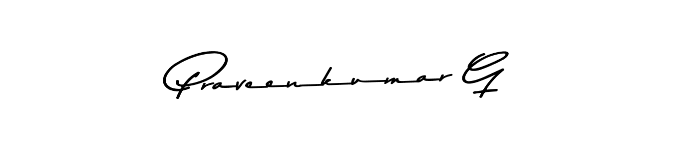 Create a beautiful signature design for name Praveenkumar G. With this signature (Asem Kandis PERSONAL USE) fonts, you can make a handwritten signature for free. Praveenkumar G signature style 9 images and pictures png