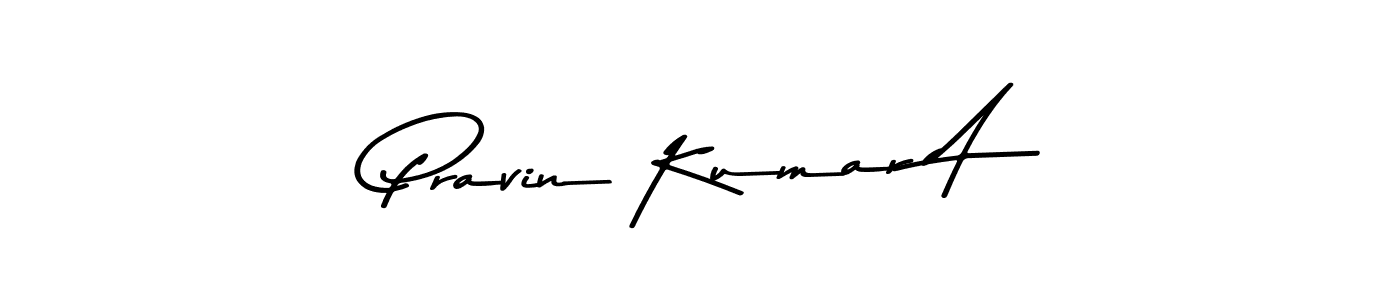How to make Pravin Kumar A name signature. Use Asem Kandis PERSONAL USE style for creating short signs online. This is the latest handwritten sign. Pravin Kumar A signature style 9 images and pictures png