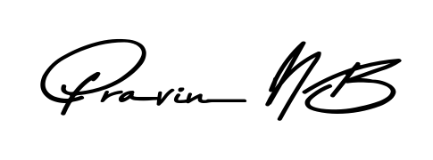 Design your own signature with our free online signature maker. With this signature software, you can create a handwritten (Asem Kandis PERSONAL USE) signature for name Pravin N B. Pravin N B signature style 9 images and pictures png