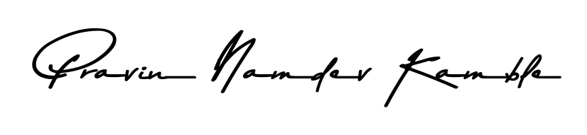 A stylish, flowing autograph style designed for name Pravin Namdev Kamble using Asem Kandis PERSONAL USE typography. Perfect for digital creative projects. Pravin Namdev Kamble signature style 9 images and pictures png
