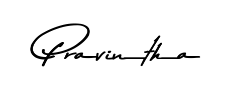 Try this chic Pravintha handwritten sign style. Using Asem Kandis PERSONAL USE font elements, it gives your name a sleek, memorable identity. Pravintha signature style 9 images and pictures png