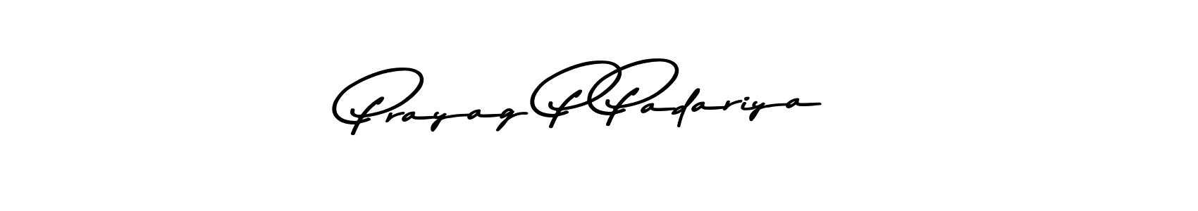 This is the best signature style for the Prayag P Padariya name. Also you like these signature font (Asem Kandis PERSONAL USE). Mix name signature. Prayag P Padariya signature style 9 images and pictures png