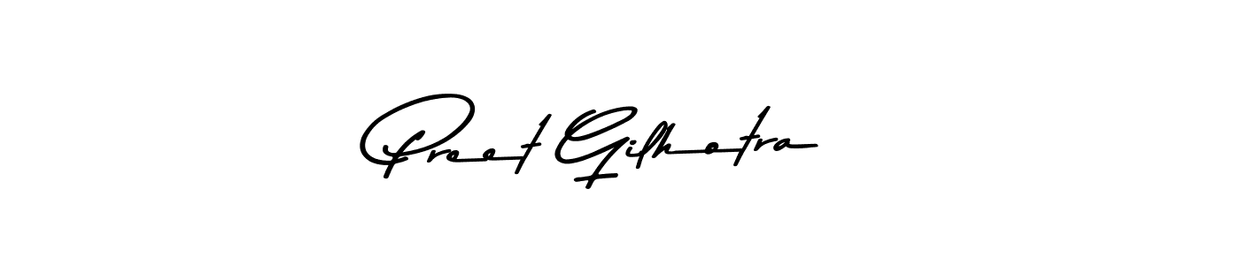 How to make Preet Gilhotra name signature. Use Asem Kandis PERSONAL USE style for creating short signs online. This is the latest handwritten sign. Preet Gilhotra signature style 9 images and pictures png