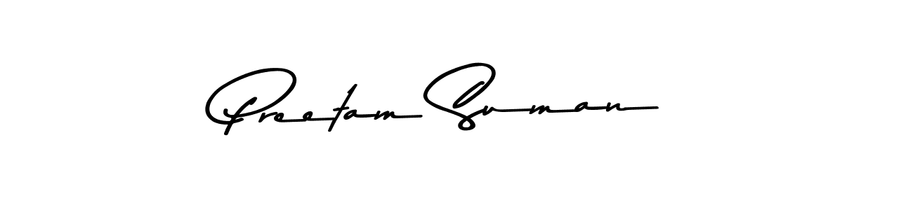 How to make Preetam Suman name signature. Use Asem Kandis PERSONAL USE style for creating short signs online. This is the latest handwritten sign. Preetam Suman signature style 9 images and pictures png