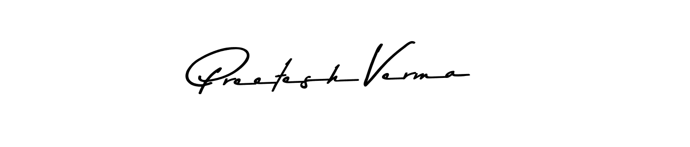 Create a beautiful signature design for name Preetesh Verma. With this signature (Asem Kandis PERSONAL USE) fonts, you can make a handwritten signature for free. Preetesh Verma signature style 9 images and pictures png