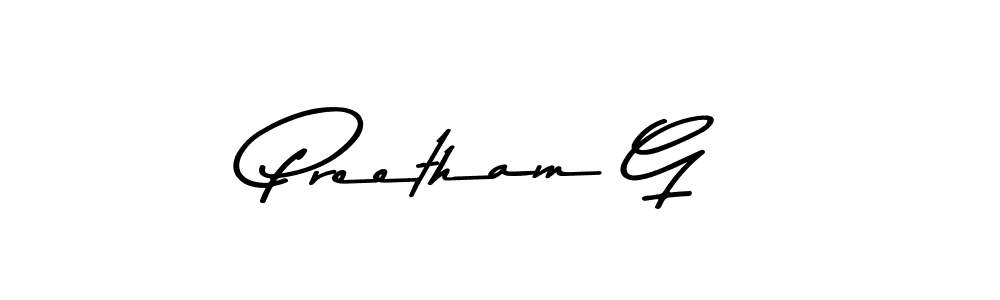 Create a beautiful signature design for name Preetham G. With this signature (Asem Kandis PERSONAL USE) fonts, you can make a handwritten signature for free. Preetham G signature style 9 images and pictures png