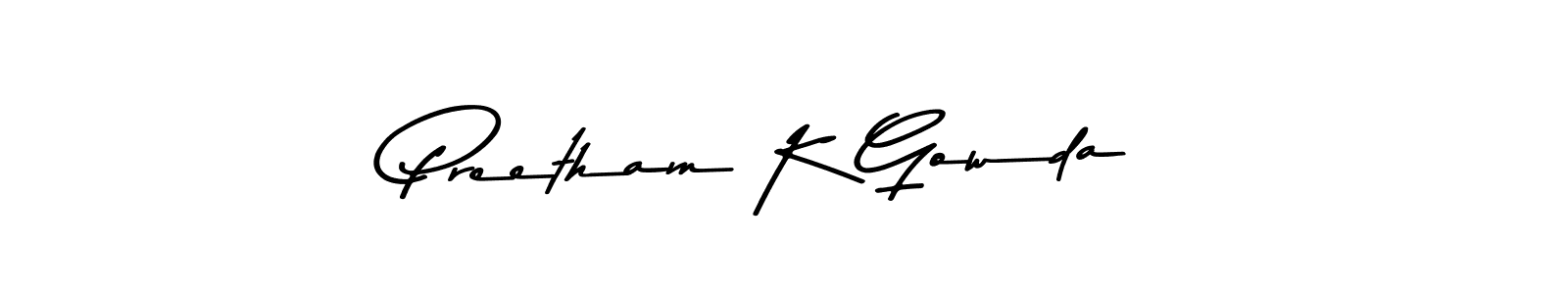 Create a beautiful signature design for name Preetham K Gowda. With this signature (Asem Kandis PERSONAL USE) fonts, you can make a handwritten signature for free. Preetham K Gowda signature style 9 images and pictures png