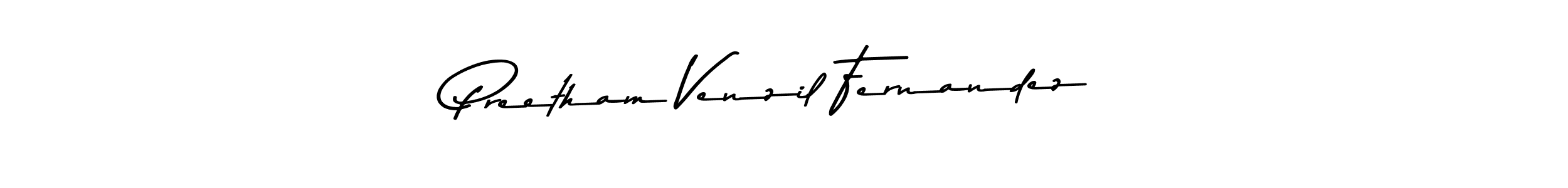 Create a beautiful signature design for name Preetham Venzil Fernandez. With this signature (Asem Kandis PERSONAL USE) fonts, you can make a handwritten signature for free. Preetham Venzil Fernandez signature style 9 images and pictures png