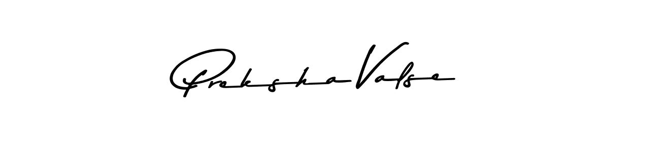 How to make Preksha Valse name signature. Use Asem Kandis PERSONAL USE style for creating short signs online. This is the latest handwritten sign. Preksha Valse signature style 9 images and pictures png