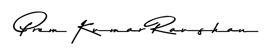 Looking for an artistic signature for Prem Kumar Raushan? The Asem Kandis PERSONAL USE calligraphy style gives a sophisticated flow suitable for business cards and emails. Prem Kumar Raushan signature style 9 images and pictures png