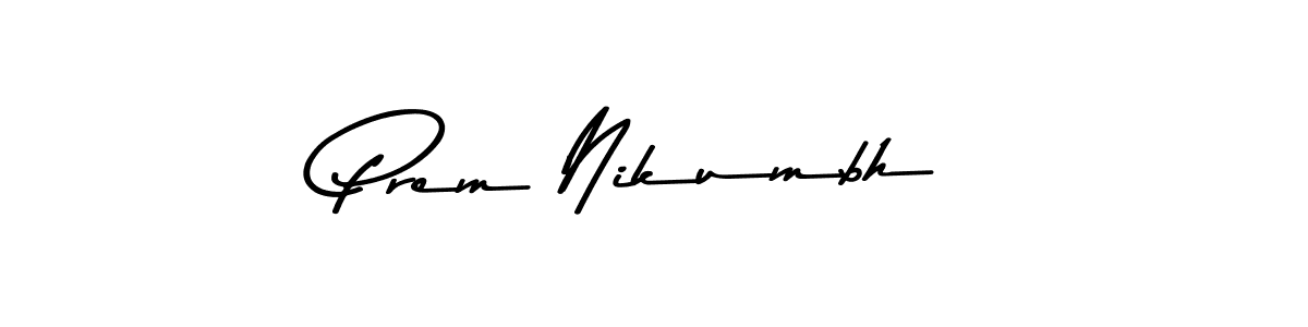 This is the best signature style for the Prem Nikumbh name. Also you like these signature font (Asem Kandis PERSONAL USE). Mix name signature. Prem Nikumbh signature style 9 images and pictures png