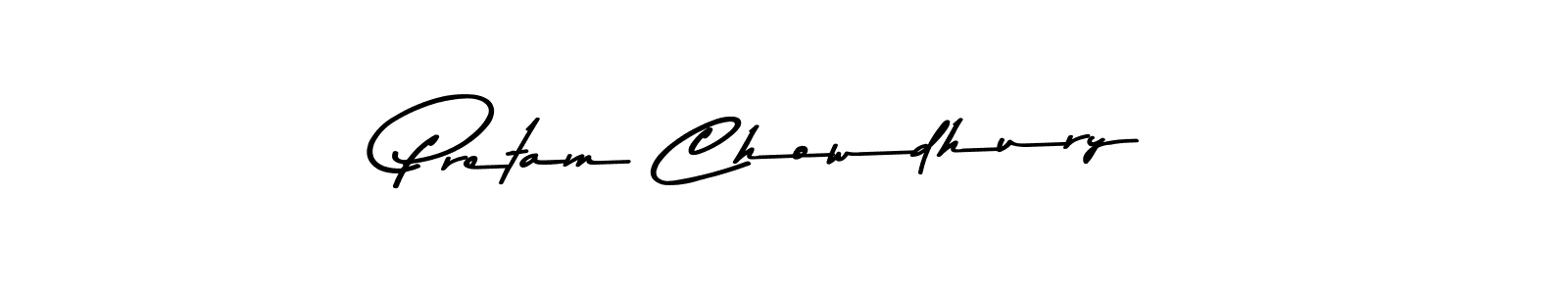 Create a beautiful signature design for name Pretam Chowdhury. With this signature (Asem Kandis PERSONAL USE) fonts, you can make a handwritten signature for free. Pretam Chowdhury signature style 9 images and pictures png