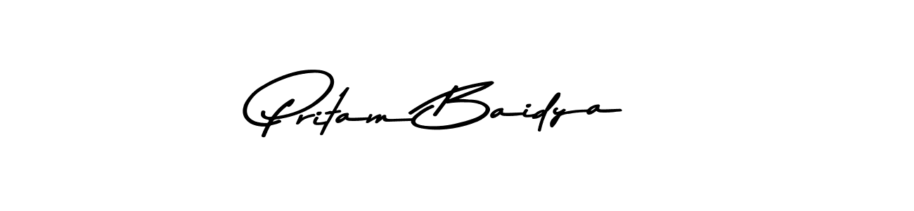 How to make Pritam Baidya name signature. Use Asem Kandis PERSONAL USE style for creating short signs online. This is the latest handwritten sign. Pritam Baidya signature style 9 images and pictures png