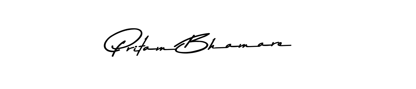 How to make Pritam Bhamare name signature. Use Asem Kandis PERSONAL USE style for creating short signs online. This is the latest handwritten sign. Pritam Bhamare signature style 9 images and pictures png