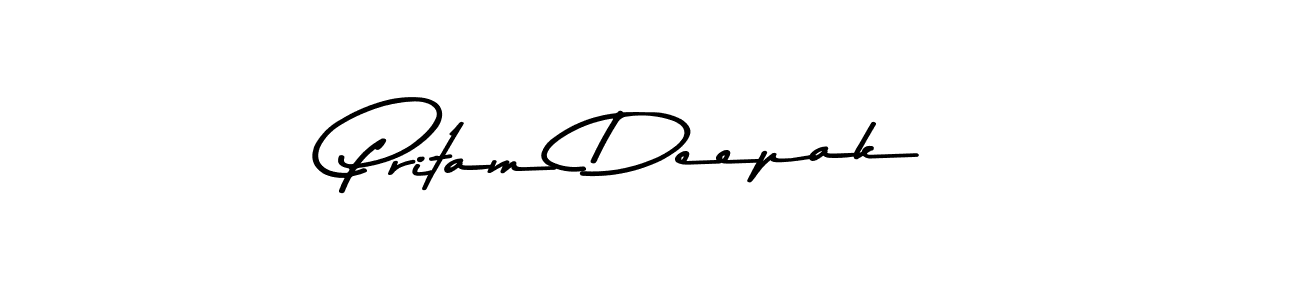 How to make Pritam Deepak name signature. Use Asem Kandis PERSONAL USE style for creating short signs online. This is the latest handwritten sign. Pritam Deepak signature style 9 images and pictures png