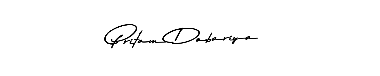Create a beautiful signature design for name Pritam Dobariya. With this signature (Asem Kandis PERSONAL USE) fonts, you can make a handwritten signature for free. Pritam Dobariya signature style 9 images and pictures png