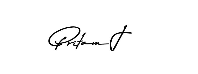 Make a beautiful signature design for name Pritam J. With this signature (Asem Kandis PERSONAL USE) style, you can create a handwritten signature for free. Pritam J signature style 9 images and pictures png