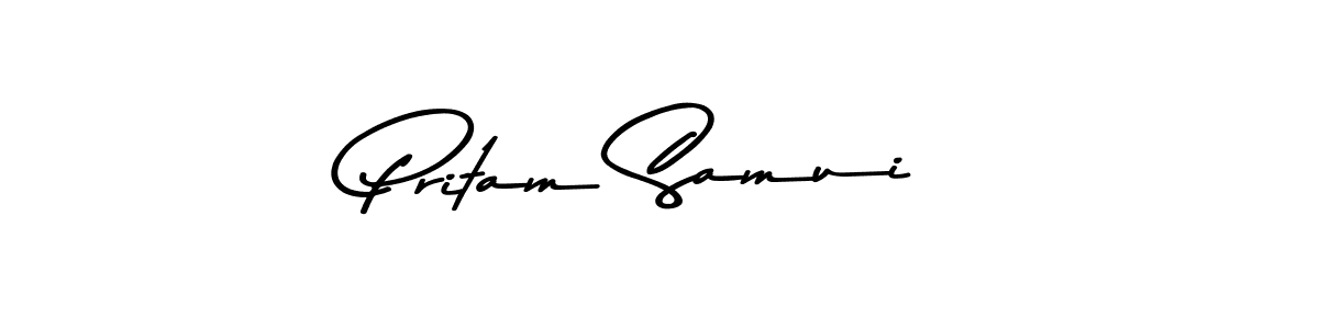 How to make Pritam Samui name signature. Use Asem Kandis PERSONAL USE style for creating short signs online. This is the latest handwritten sign. Pritam Samui signature style 9 images and pictures png